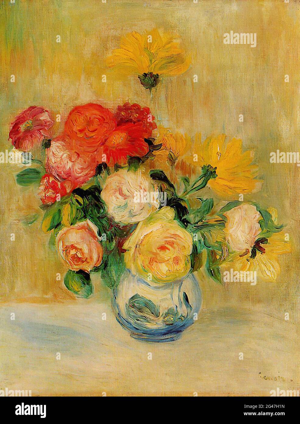 Pierre-Auguste Renoir - Vase Roses Dahlien 1884 Stockfoto