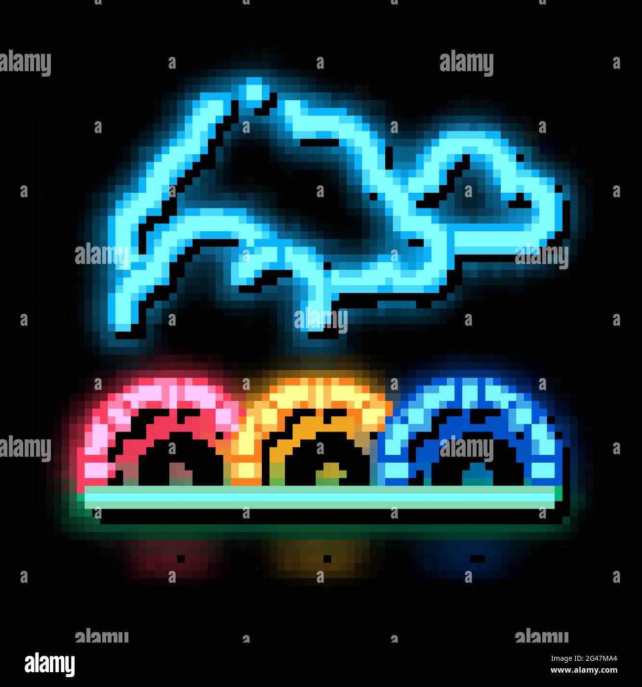 Rampen zum Springen Neon leuchten Symbol Illustration Stock Vektor