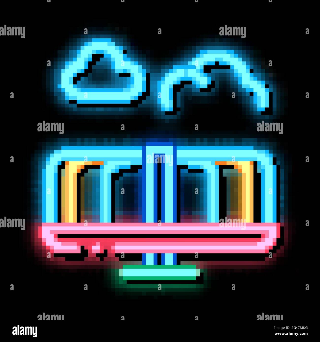 Kinder Karussell Neon leuchten Symbol Illustration Stock Vektor