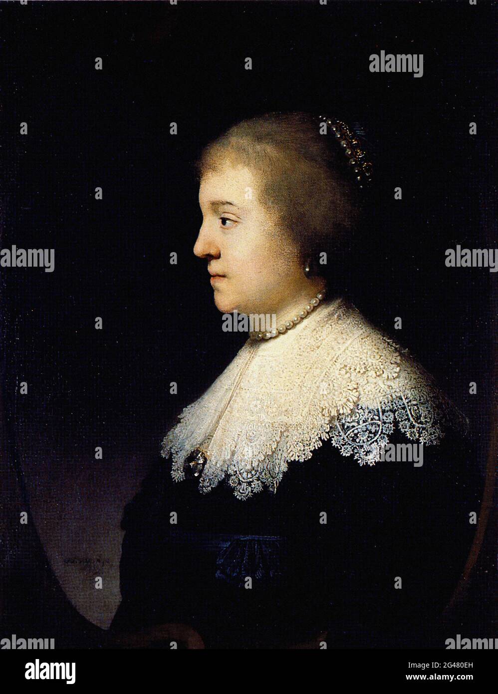 Rembrandt Harmenszoon Van Rijn - Porträt Amalia Van Solms 1632 Stockfoto