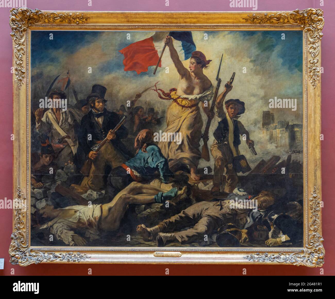 Paris, Frankreich - 21 05 2021: Louvre Museum. Denon-Flügel. Freiheit führt die Menschen Gemälde von Eugene Delacroix Stockfoto