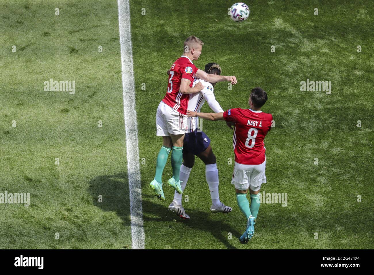 Budapest, Ungarn. Juni 2021. Aktion während des FUSSBALLSPIELS DER GRUPPE F der EURO 2020 zwischen Ungarn und Frankreich im Ferenc-Puskas-Stadion in Budapest Ungarn Credit: SPP Sport Press Foto. /Alamy Live News Stockfoto