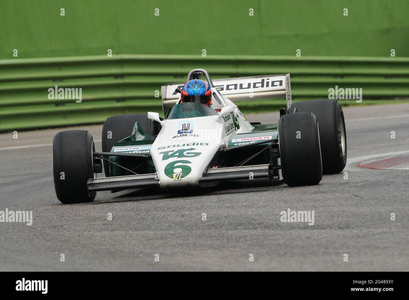 Imola, 6. Juni 2012: Unbekannter Lauf auf dem Classic F1 Car 1982 Williams FW 08 ab Keke Rosberg beim Training von Imola Classic 2012 auf dem Imola Circuit in Italien. Stockfoto