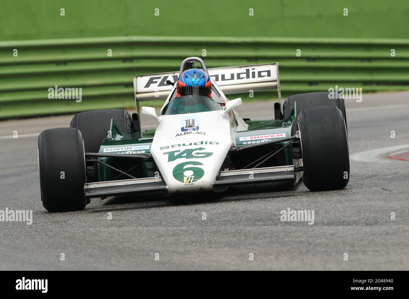 Imola, 6. Juni 2012: Unbekannter Lauf auf dem Classic F1 Car 1982 Williams FW 08 ab Keke Rosberg beim Training von Imola Classic 2012 auf dem Imola Circuit in Italien. Stockfoto