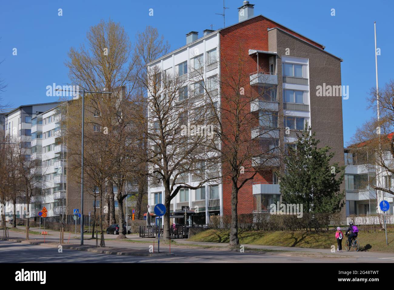 Wohngebäude in der Kauppakatu Straße in Lappeenranta, Finnland Stockfoto