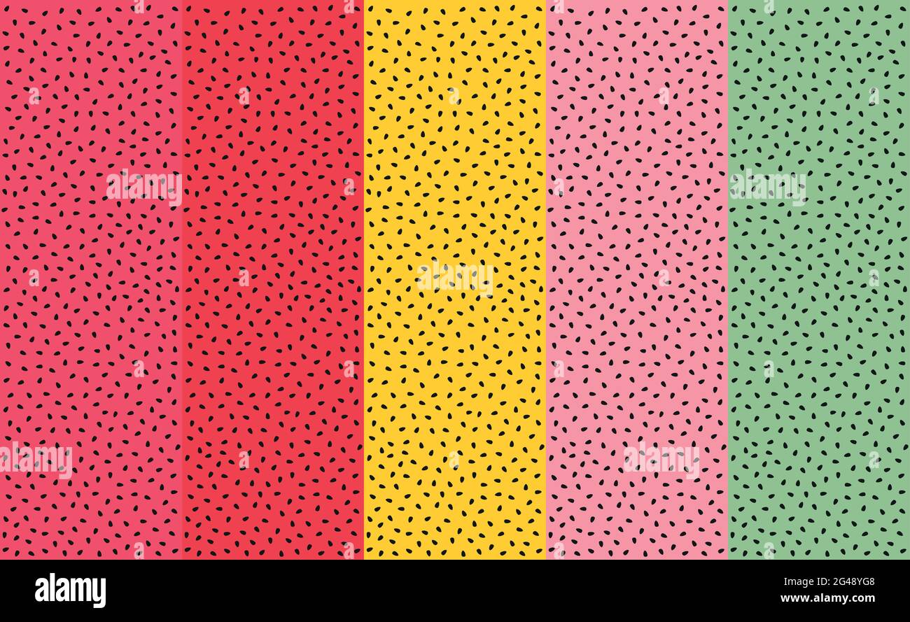 Montage von 5 Wassermelonen Hintergründe mit Samen - Vektor-Illustration Stock Vektor
