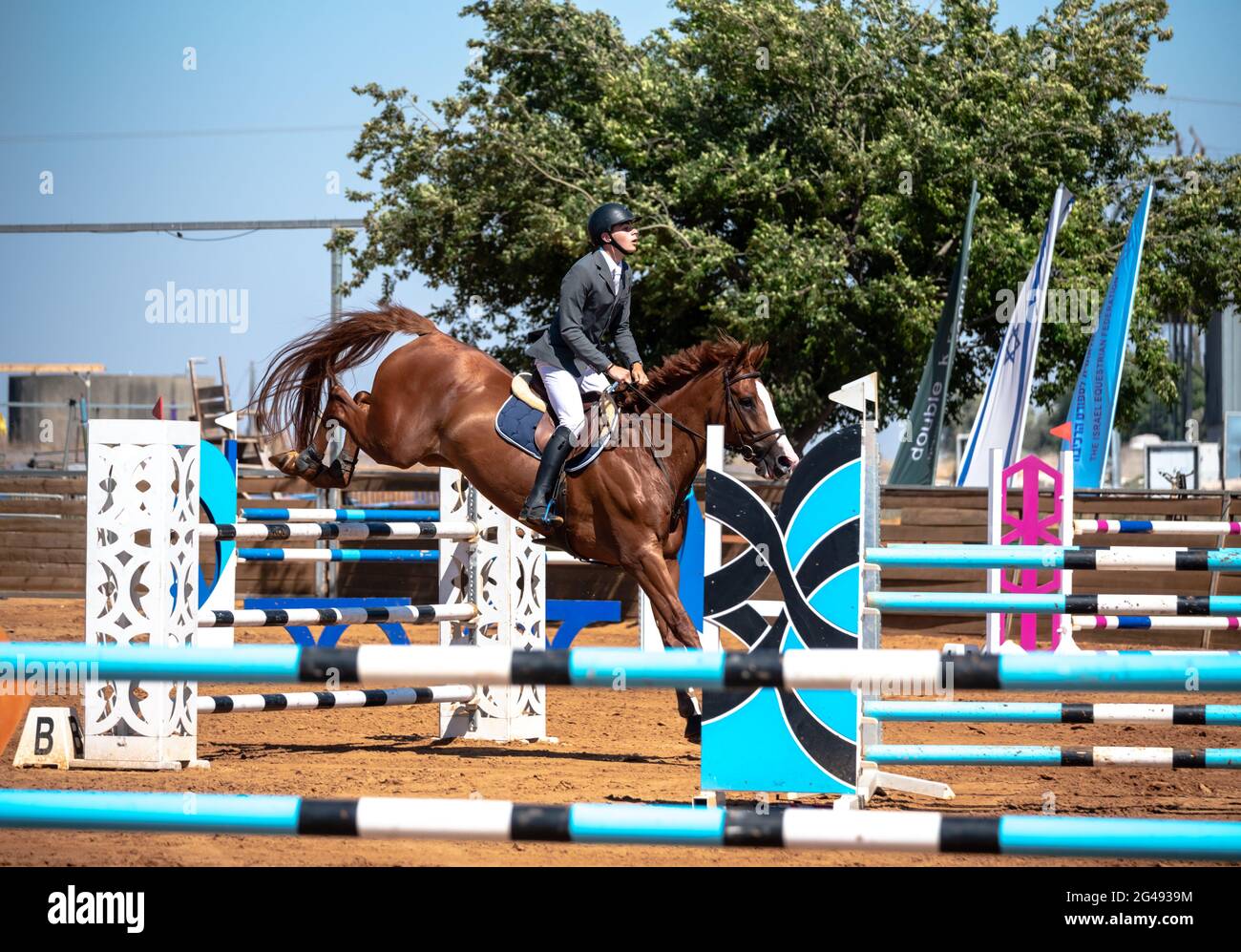 Talor Ilay und Oregano , Israel Horse Jumping Championship 2021 Stockfoto