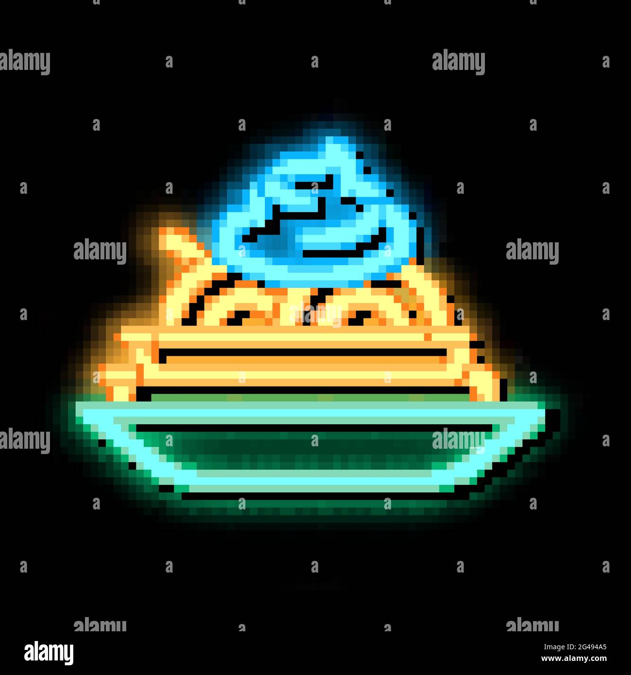 Mayonnaise Gewürz Lebensmittelplatte Neon leuchten Symbol Illustration Stock Vektor