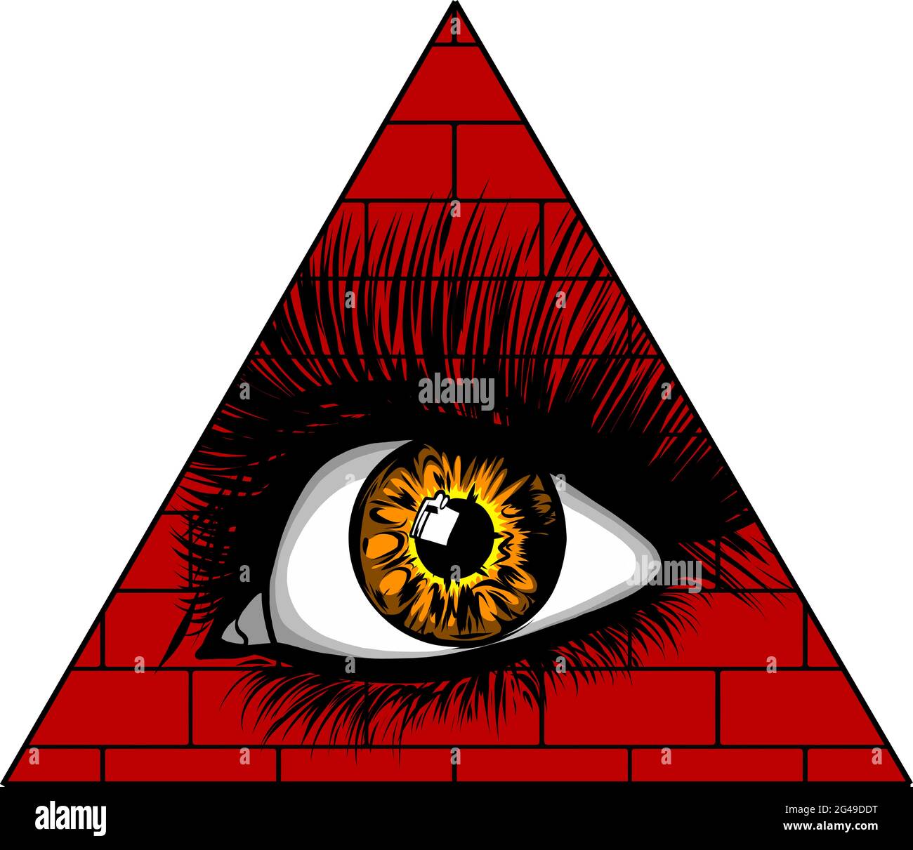 Auge der Vorsehung. Alle sehen Auge in das Dreieck auf der Pyramide Freimaurer Symbol. Stock Vektor