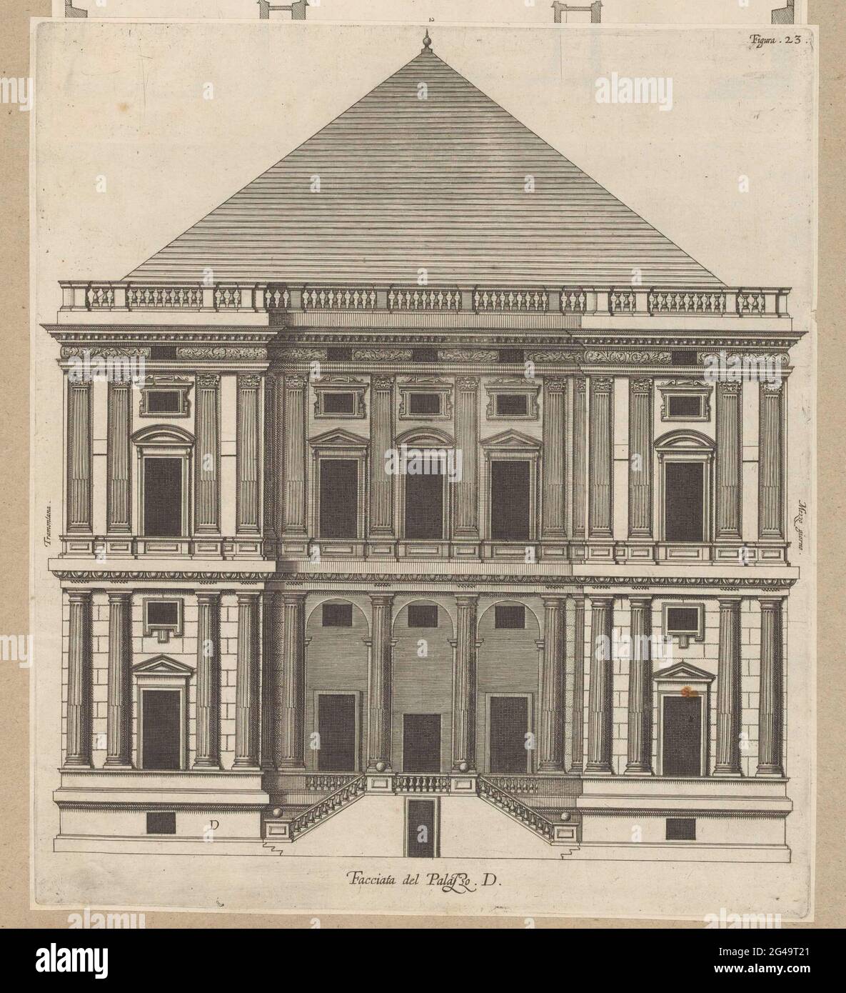 Fassade der façade der Villa Grimaldi in Genua; Facciata del Palazzo. D ... Dieser Druck ist Teil eines Albums. Stockfoto