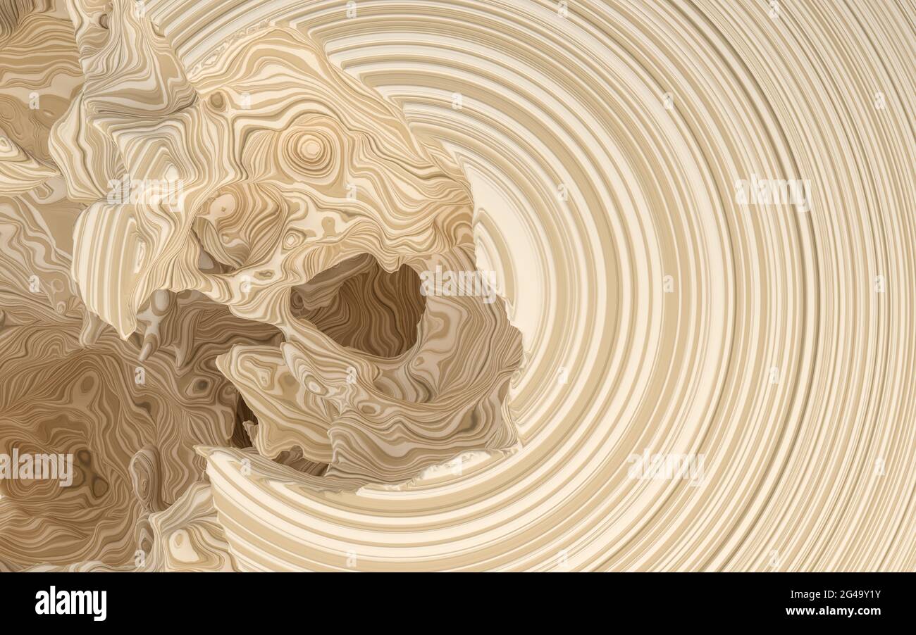Beschädigte Kugel mit Holzmaterial, 3d-Rendering. Digitale Zeichnung des Computers. Stockfoto