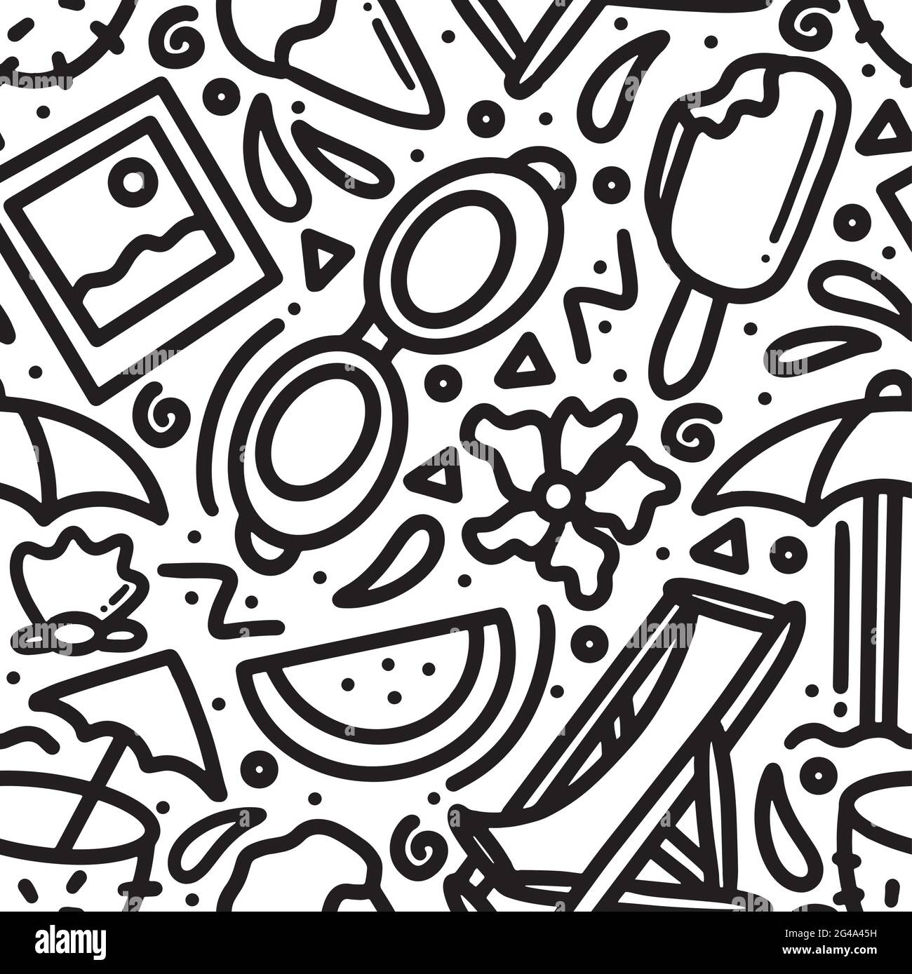 Handgezeichneter Doodle im Sommer am Strand Stock Vektor