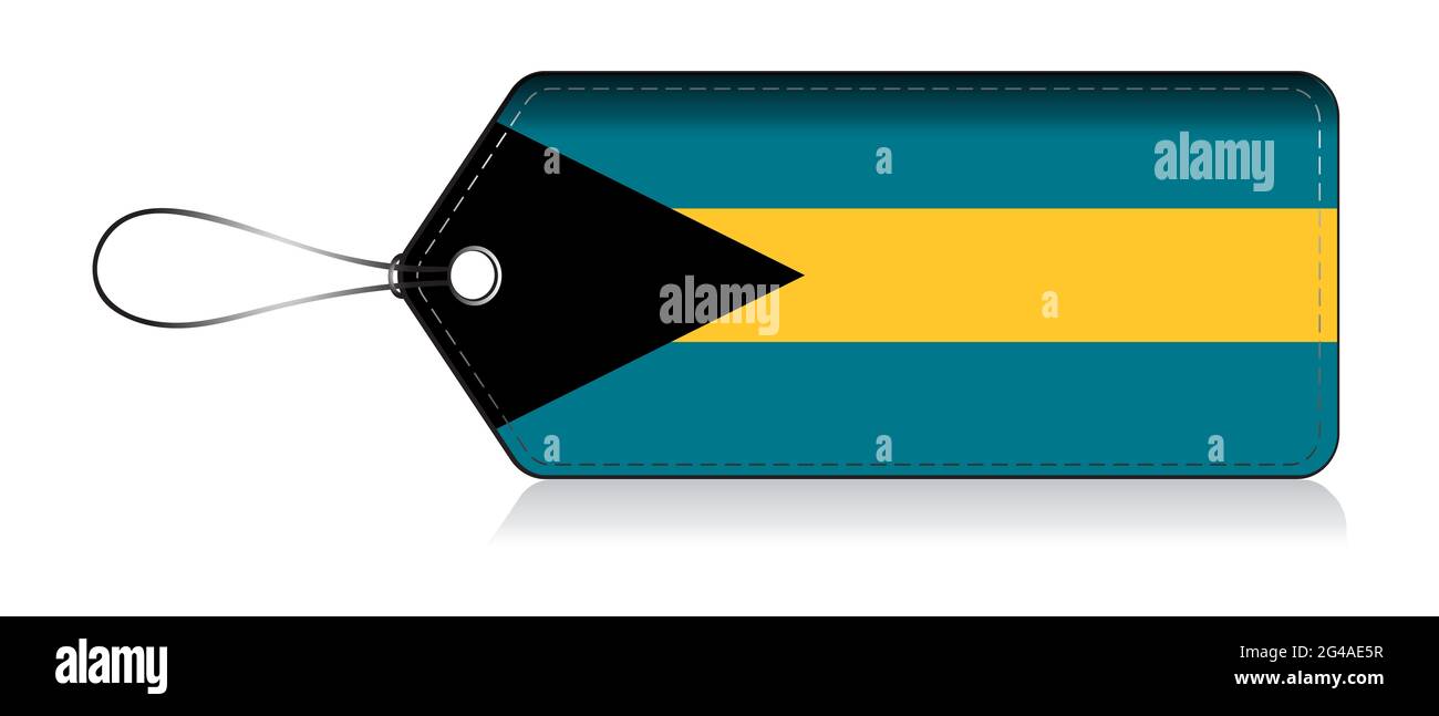 Flagge der Bahamas. Preisschild auf den Bahamas Stockfoto