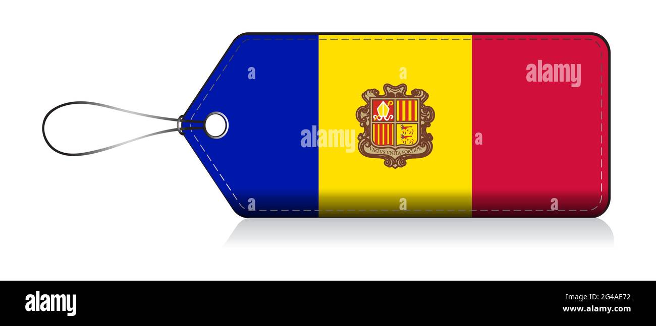 Andorra flag Label, Tag in der andorranischen gemacht Stockfoto