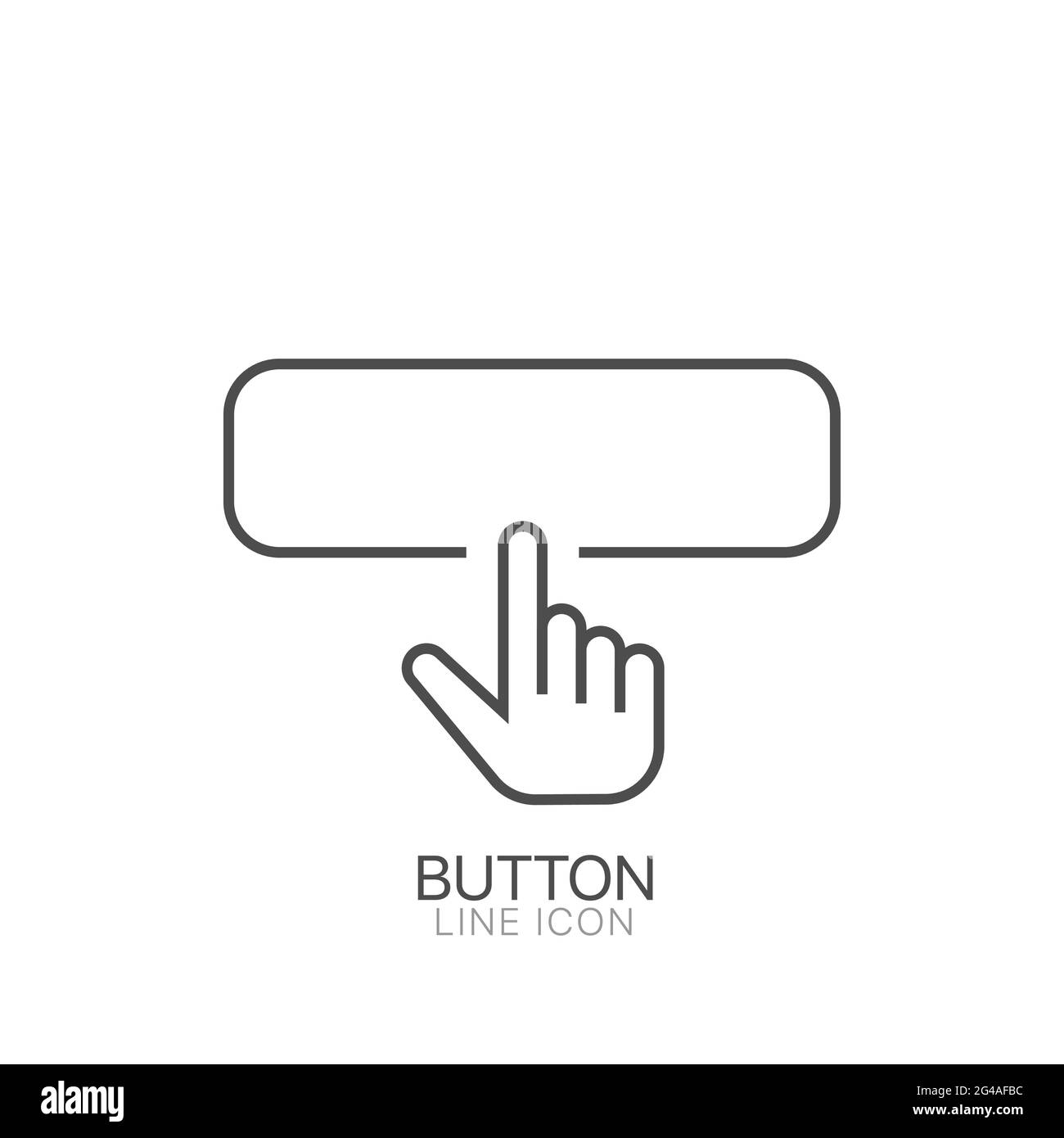 Finger drücken quadratische Form Taste Umriss Vektor-Symbol Cursor Zeiger Symbol, Logo Illustration. Stock Vektor