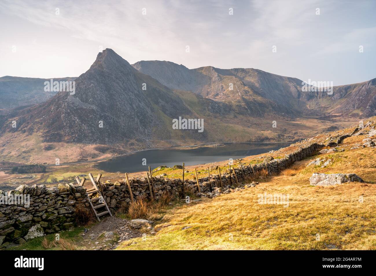 Tryfan und das Ogwen-Tal Stockfoto