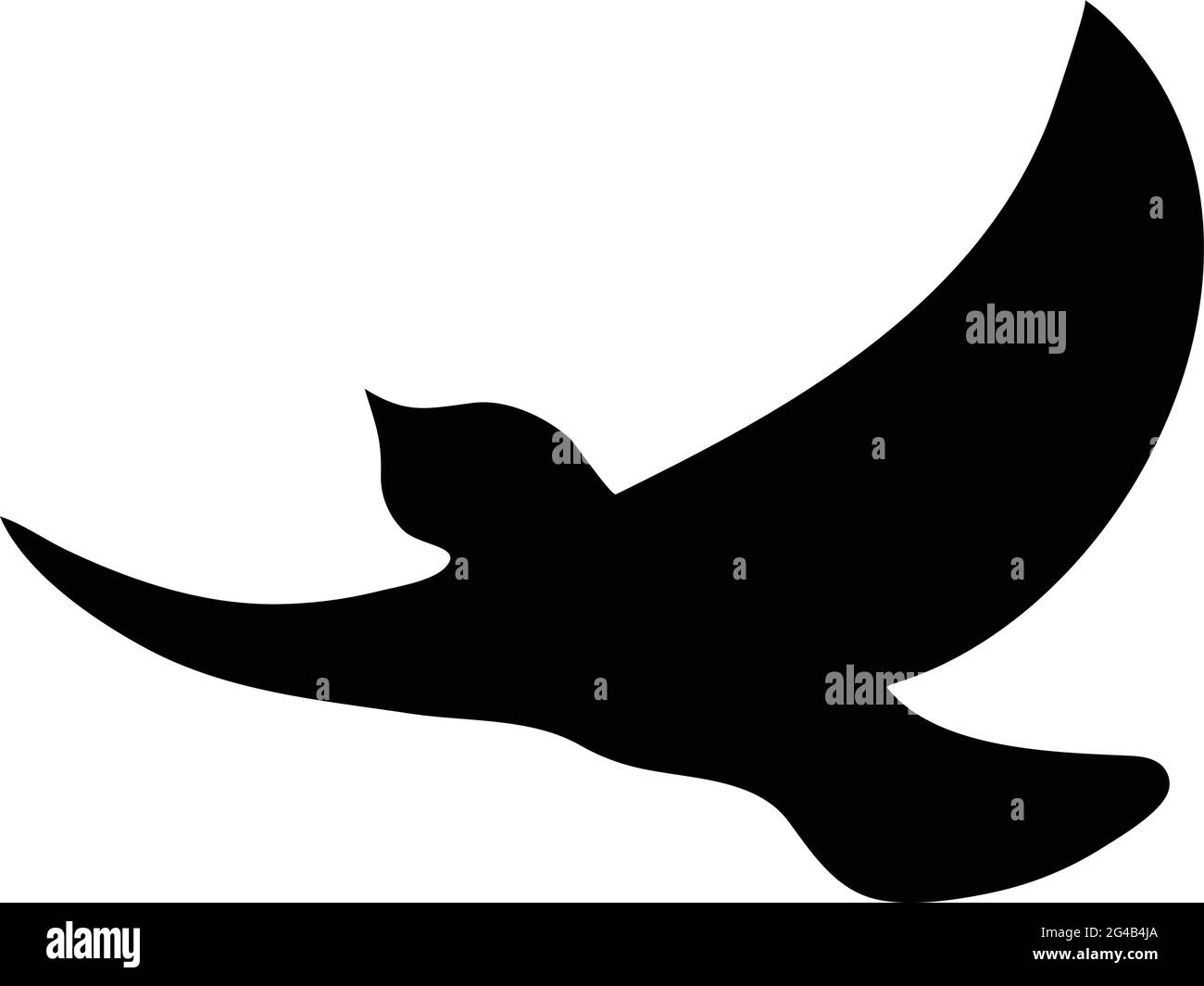 Black Bird Silhouette Gegen Weißen Hintergrund Kein Himmel. Stock Vektor