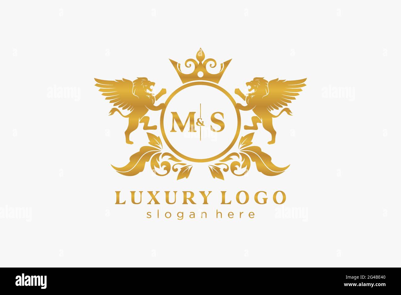 MS Letter Lion Royal Luxury Logo-Vorlage in Vektorgrafik für Restaurant, Royalty, Boutique, Café, Hotel, Wappentisch, Schmuck, Mode und andere Vektor il Stock Vektor