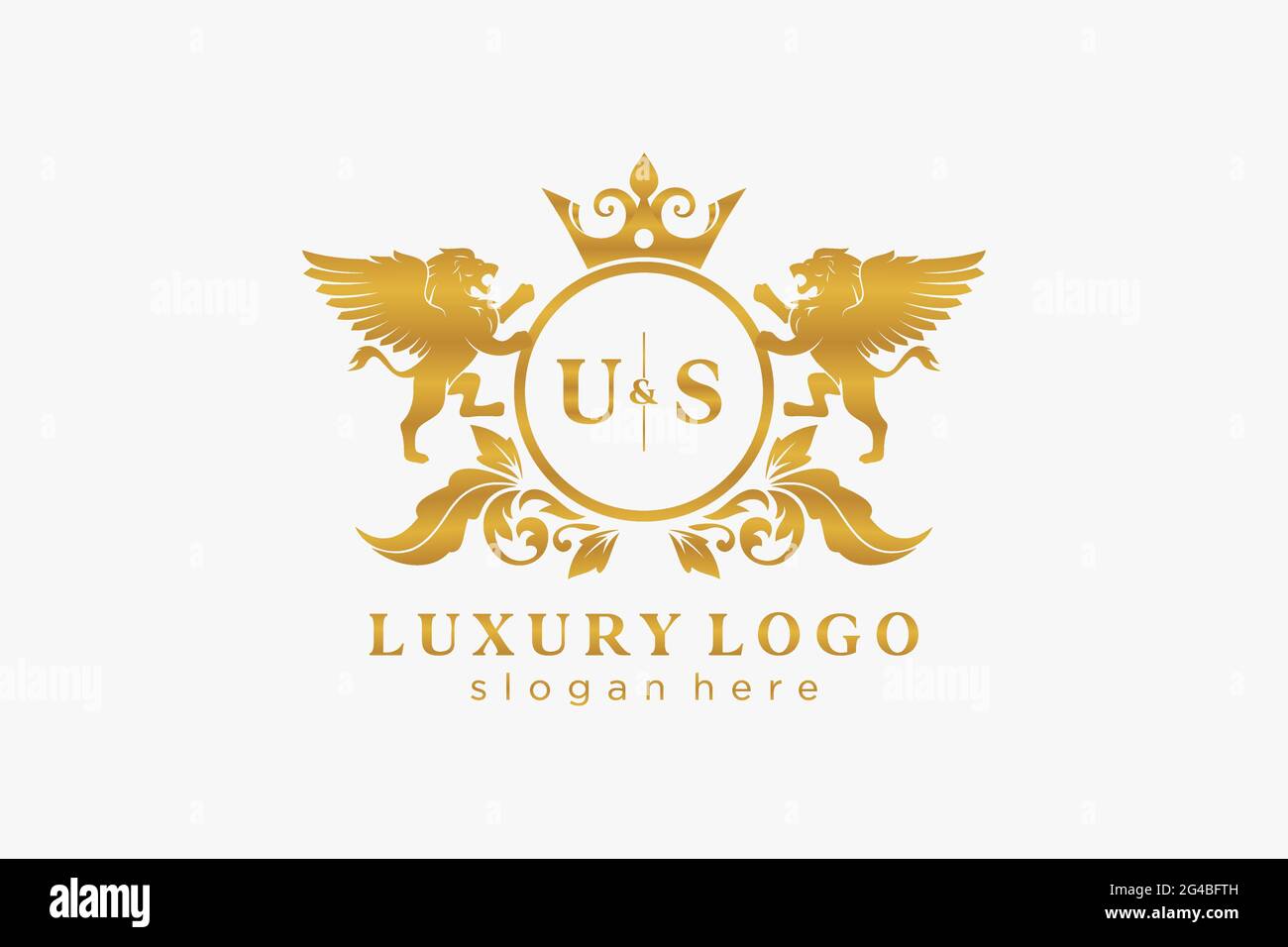 US Letter Lion Royal Luxury Logo Vorlage in Vektorgrafik für Restaurant, Royalty, Boutique, Cafe, Hotel, Wappentisch, Schmuck, Mode und andere Vektor il Stock Vektor