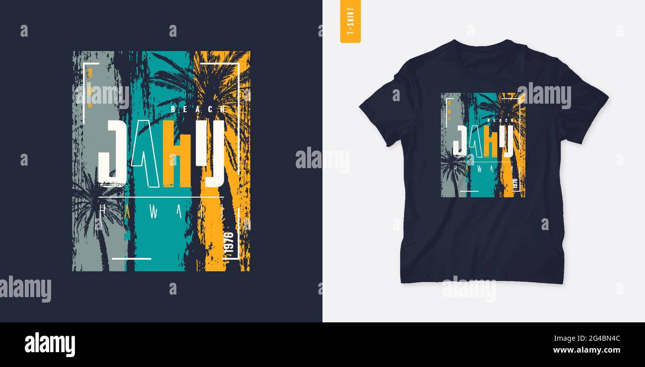 Hawaii Oahu Beach Vektor T-Shirt Design, Poster, Print Stock Vektor