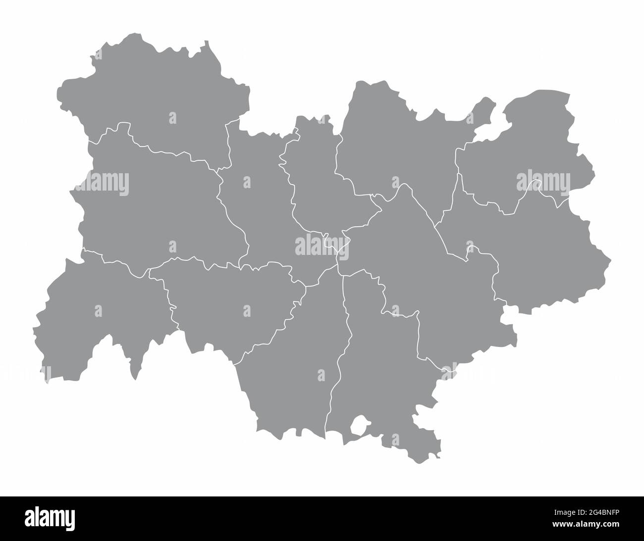 Auvergne-Rhone-Alpes Verwaltungskarte isoliert auf weißem Hintergrund Stock Vektor