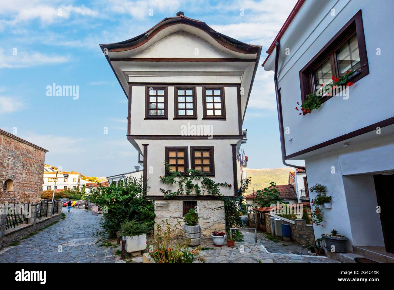 Traditionelles Haus in der Altstadt von Ohrid, Nord-Mazedonien Stockfoto