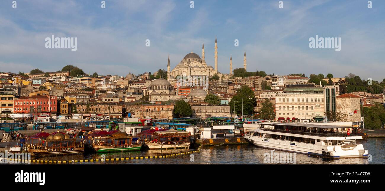 Skyline von Istanbul mit der Süleymaniye Moschee vom Goldenen Horn, Istanbul, Türkei Stockfoto