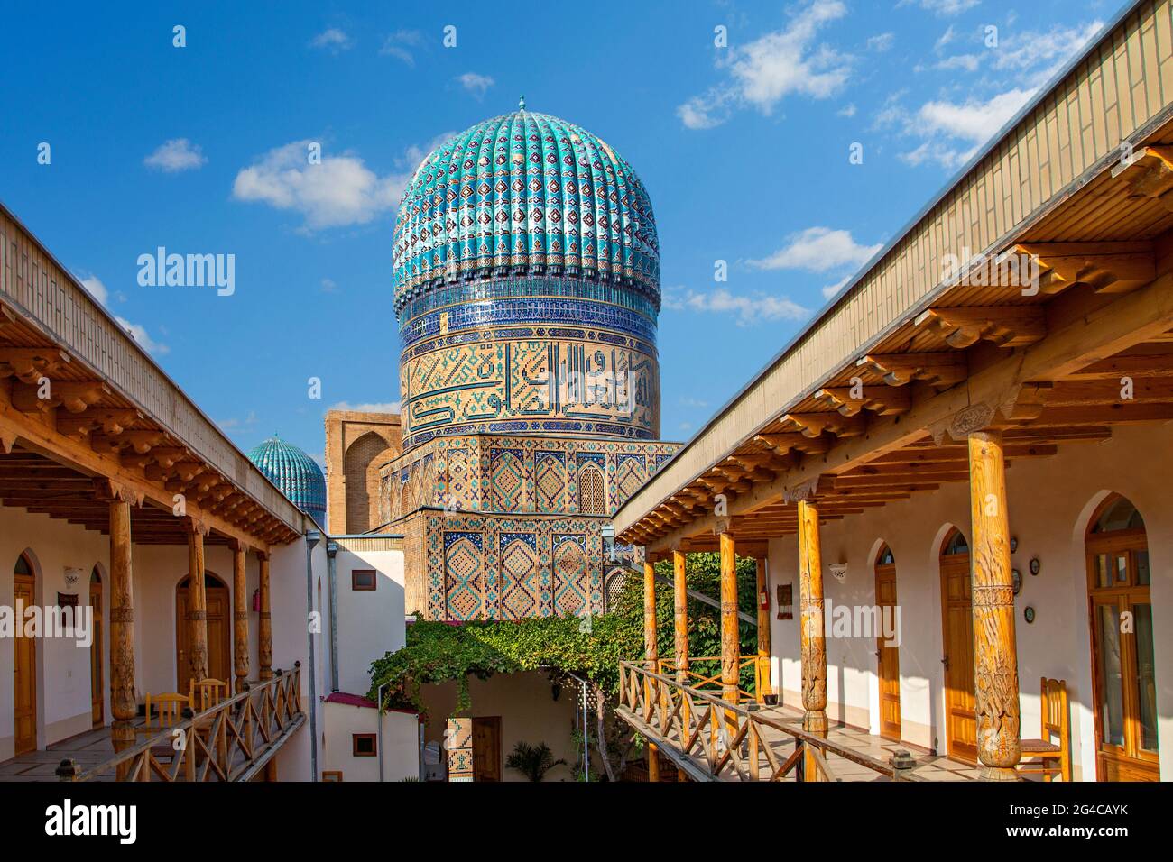 Kuppel der historischen Bibi-Khanum-Moschee in Samarkand, Usbekistan. Stockfoto