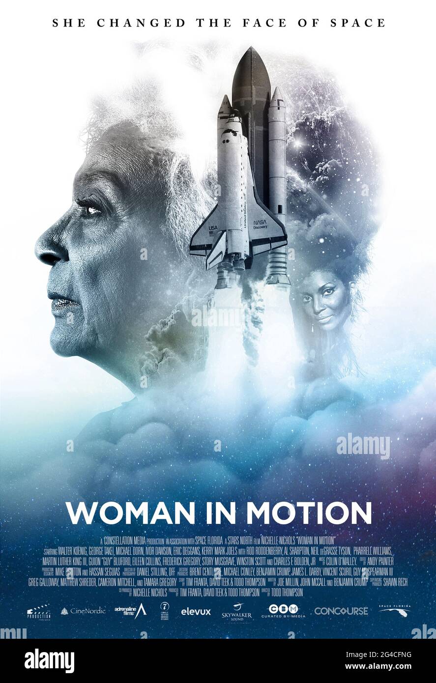 Woman in Motion (2019) von Todd Thompson mit Nichelle Nichols, Vivica A. Fox, Michael Dorn und Ashley Eckstein. Dokumentarfilm über Nichelle Nichols' (Star Trek's Lt. Uhura) 1970er Jahre NASA Rekrutierungstreit für schwarze, lateinamerikanische und asiatische Männer und Frauen, die im Weltraum fliegen. US-Poster NUR FÜR REDAKTIONELLE ZWECKE. Kredit: BFA / Fastom Events Stockfoto