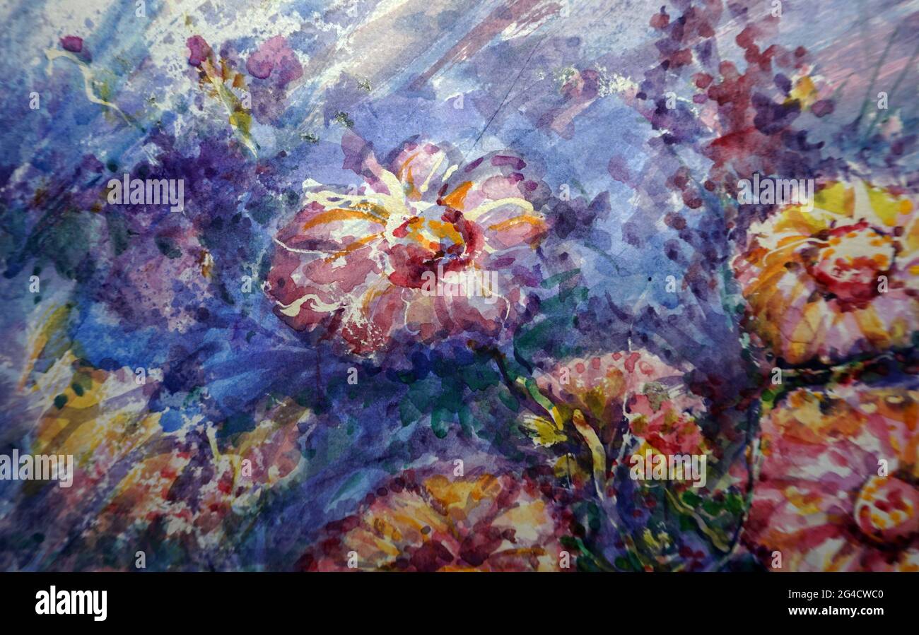 Kunst, Aquarell, Malerei, Blume, abstrakt, Design, Hintergrund aus thailand Stockfoto