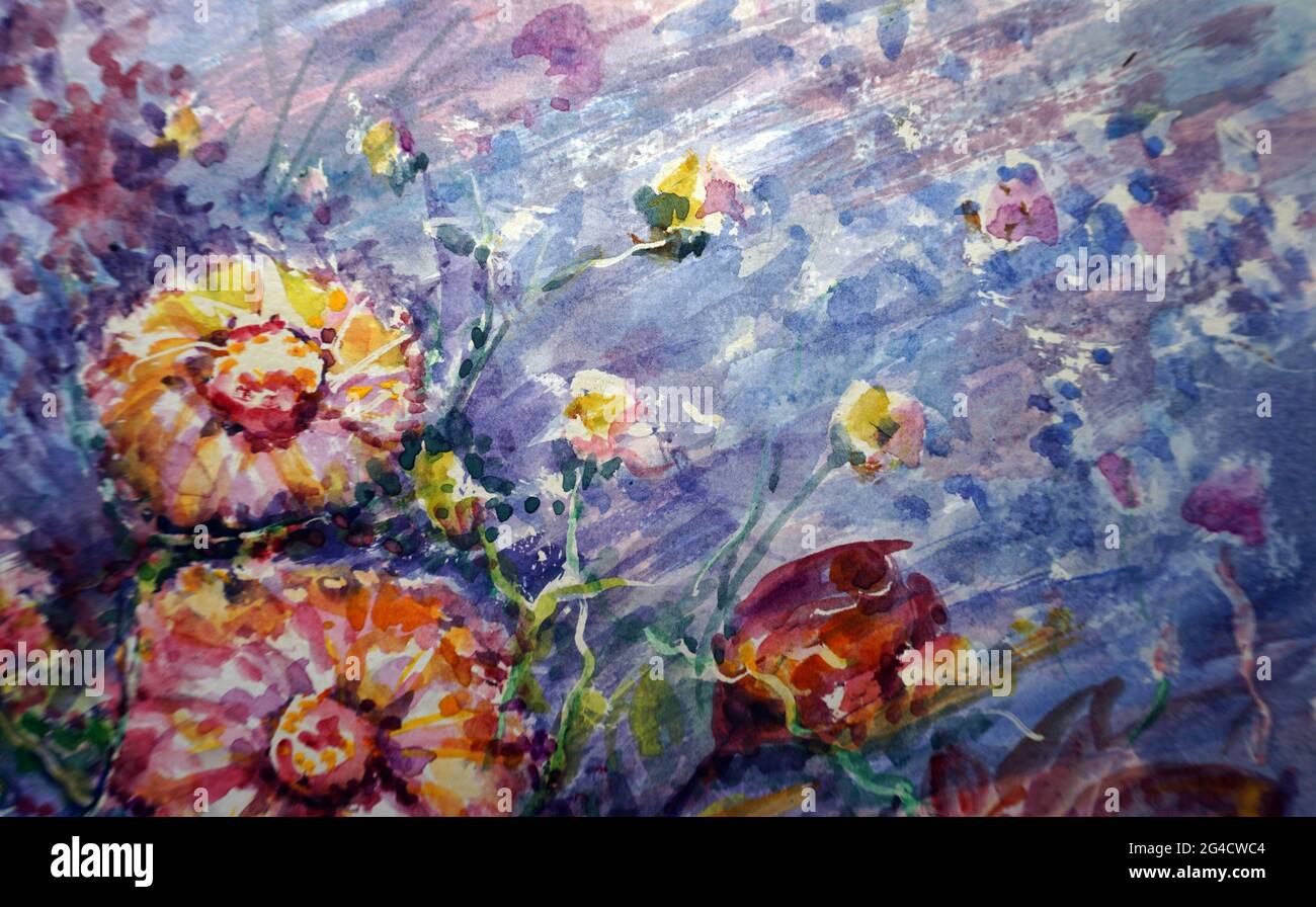 Kunst, Aquarell, Malerei, Blume, abstrakt, Design, Hintergrund aus thailand Stockfoto
