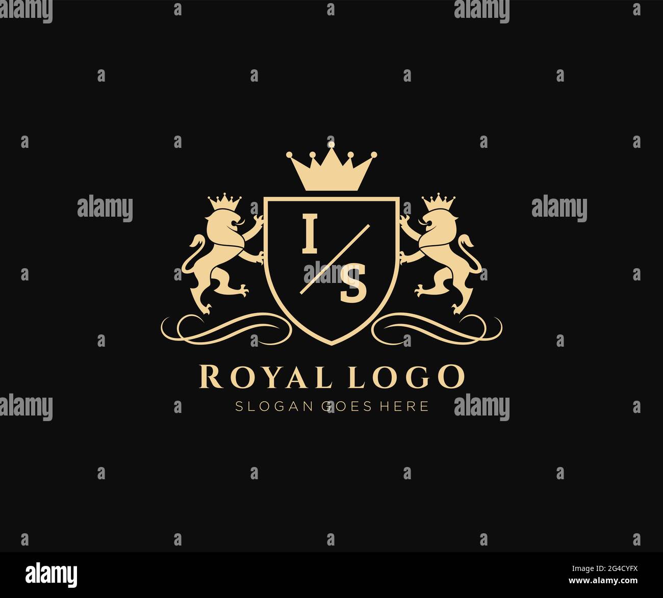 IST Buchstabe Lion Royal Luxury heraldic, Crest Logo Vorlage in Vektorgrafik für Restaurant, Royalty, Boutique, Cafe, Hotel, Heraldik, Schmuck, Mode und Stock Vektor
