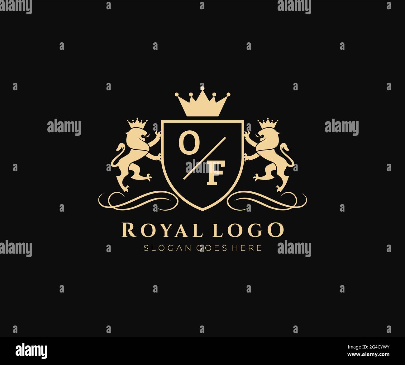 DES Briefes Lion Royal Luxury heraldic,Crest Logo Vorlage in Vektorgrafik für Restaurant, Royalty, Boutique, Cafe, Hotel, Heraldik, Schmuck, Mode und Stock Vektor