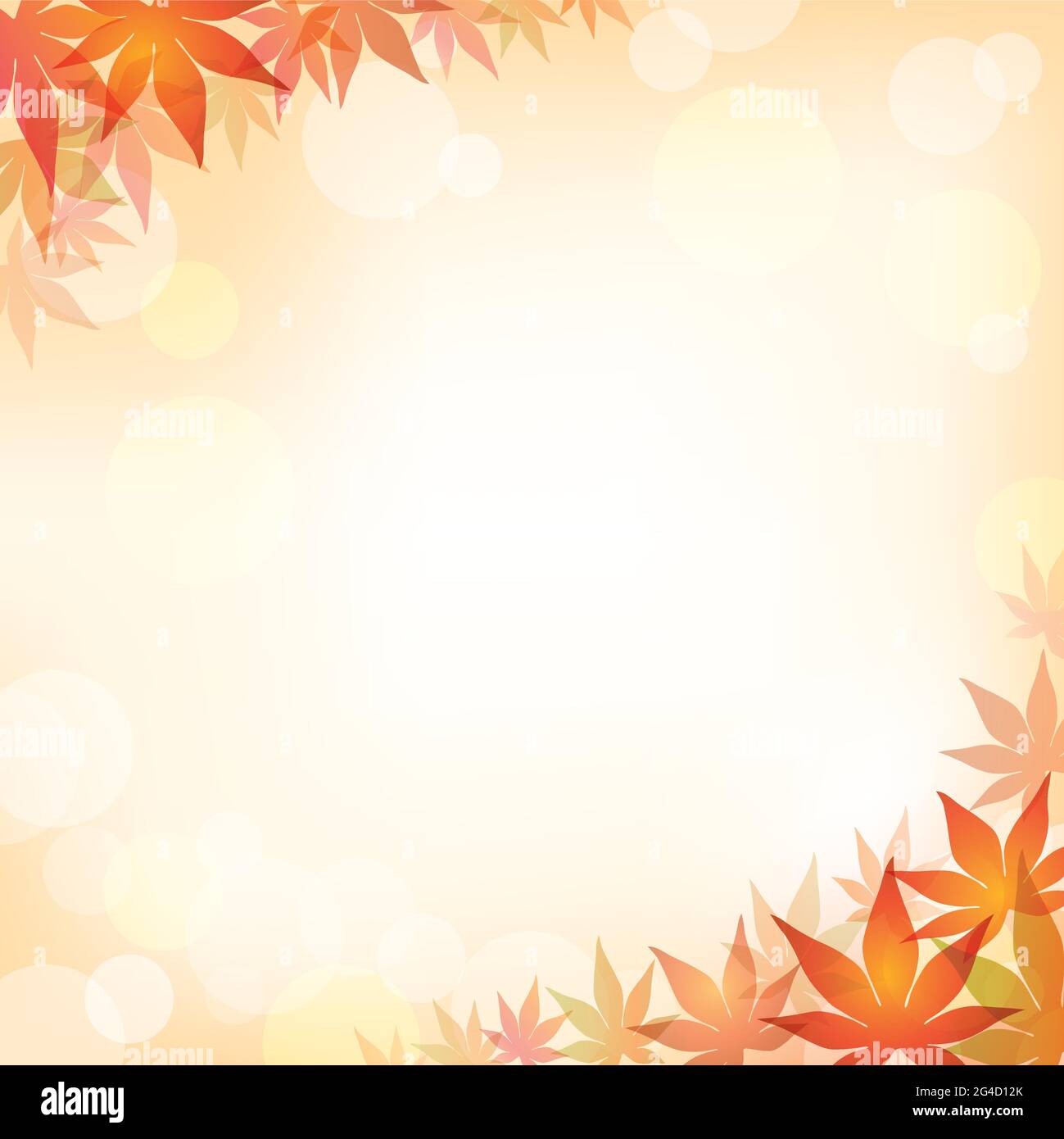 Autumn Maple Leaf Frame auf EINEM pastellfarbenen abstrakten Bokeh-Hintergrund. Vektorgrafik. Stock Vektor