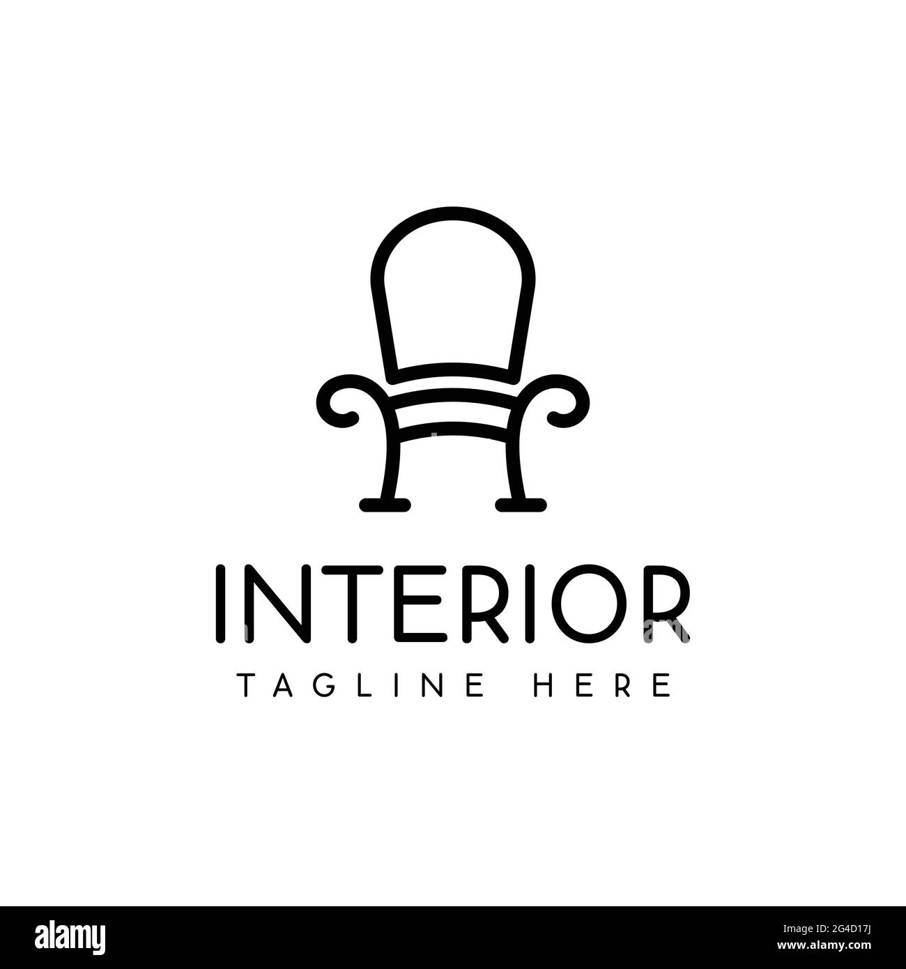 Interior Design Logo Silhouette Luxus klassischen Stuhl Raumdekoration Stock Vektor