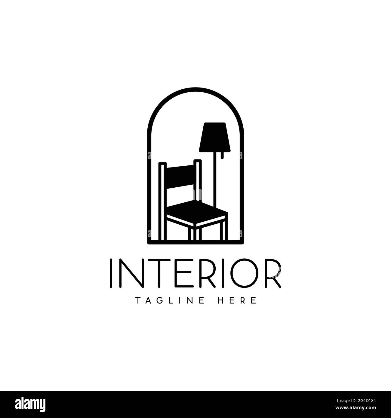 Interior Design Logo Silhouette Luxus klassischen Stuhl Raumdekoration Stock Vektor