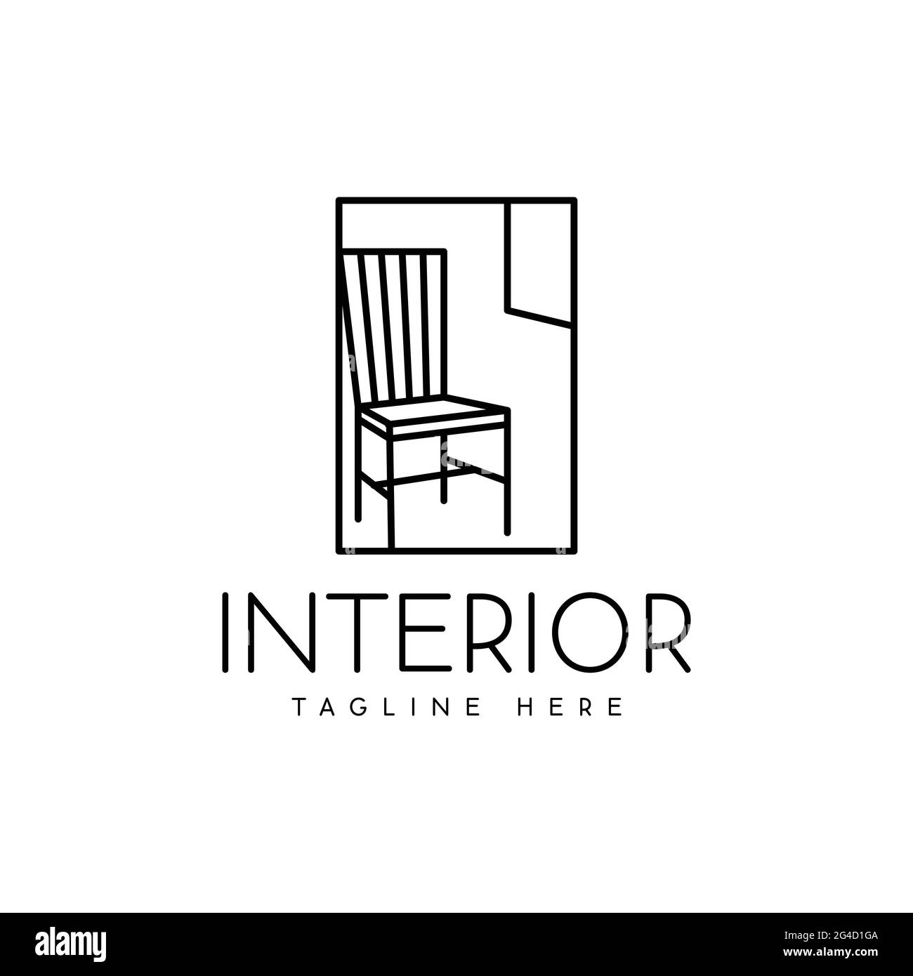 Interior Design Logo Silhouette Luxus klassischen Stuhl Raumdekoration Stock Vektor
