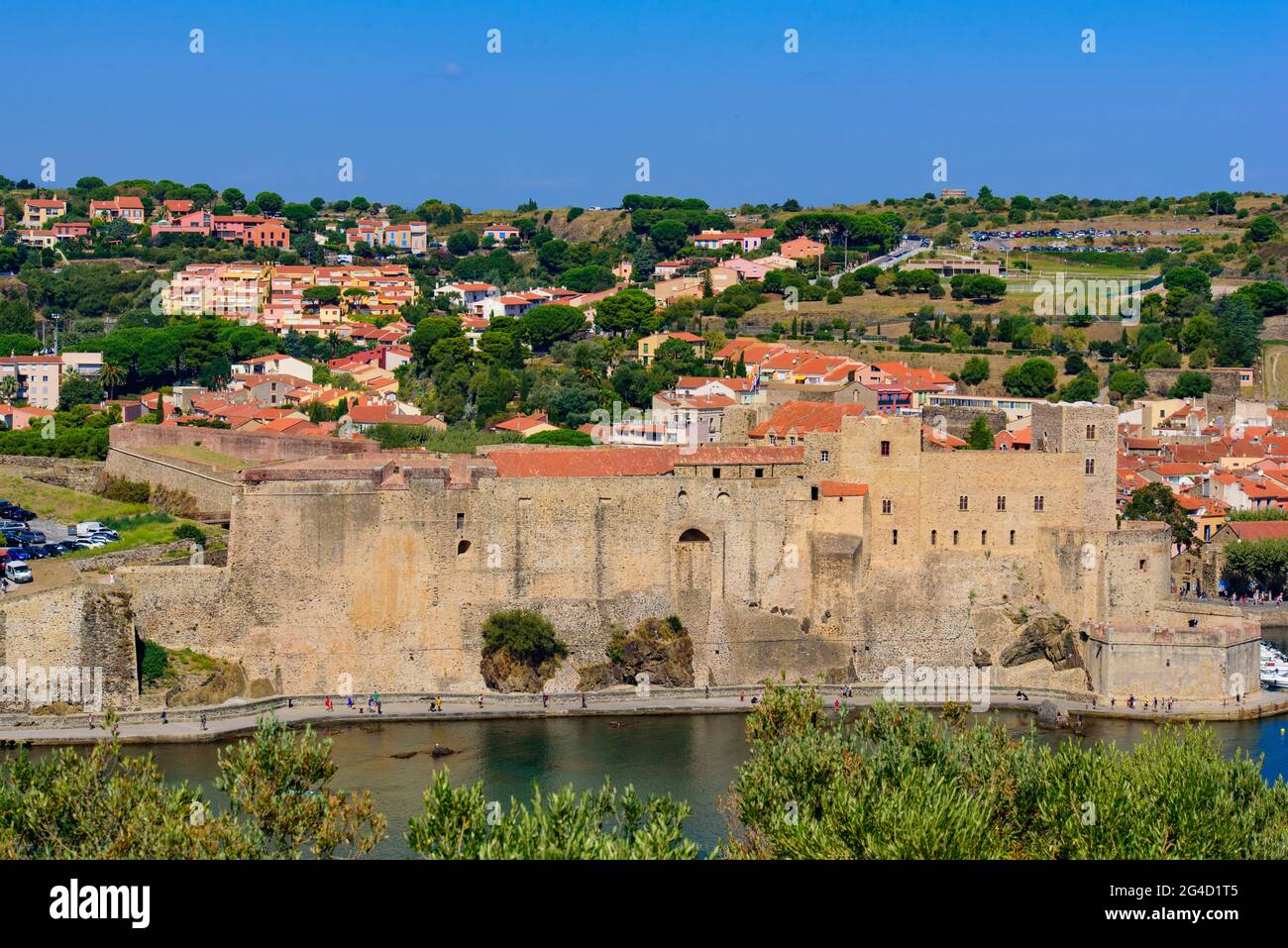 Château Royal de Collioure, eine französische königliche Burg in der Stadt Collioure, Frankreich Stockfoto