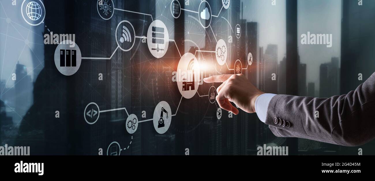 Automatisierung Smart Industry-Symbole. Internet der Dinge IOT. Stockfoto