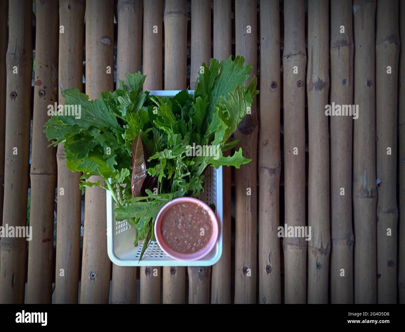 Fotos von thailändischem Essen, das ich sehr gerne esse, nützliches Frühstück, Lieblingsessen, Fragment eines Kunstwerks, grafische Ressourcen, Konzept-Hintergrund für Design Stockfoto
