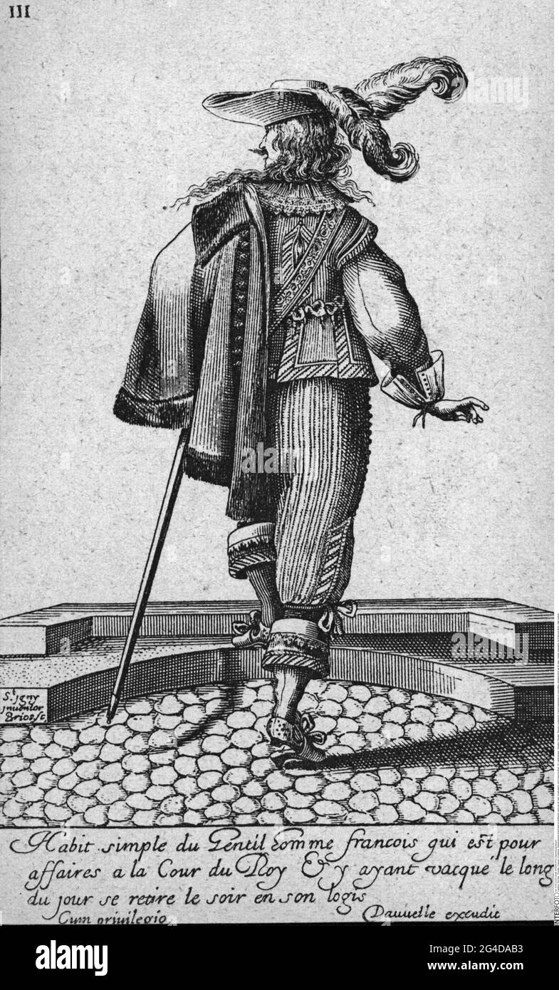 Theater / Theater, Figuren / Kostüme, französischer Adliger in Hofkleidung, nach de St. Igny, ARTIST'S COPYRIGHT MUSS NICHT FREIGEGEBEN WERDEN Stockfoto