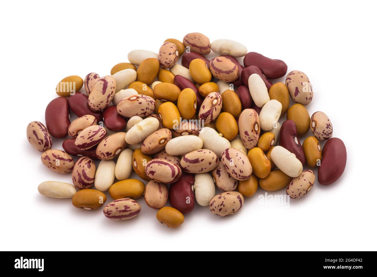 Mischbohnengruppe isoliert auf weißem Hintergrund Stockfoto