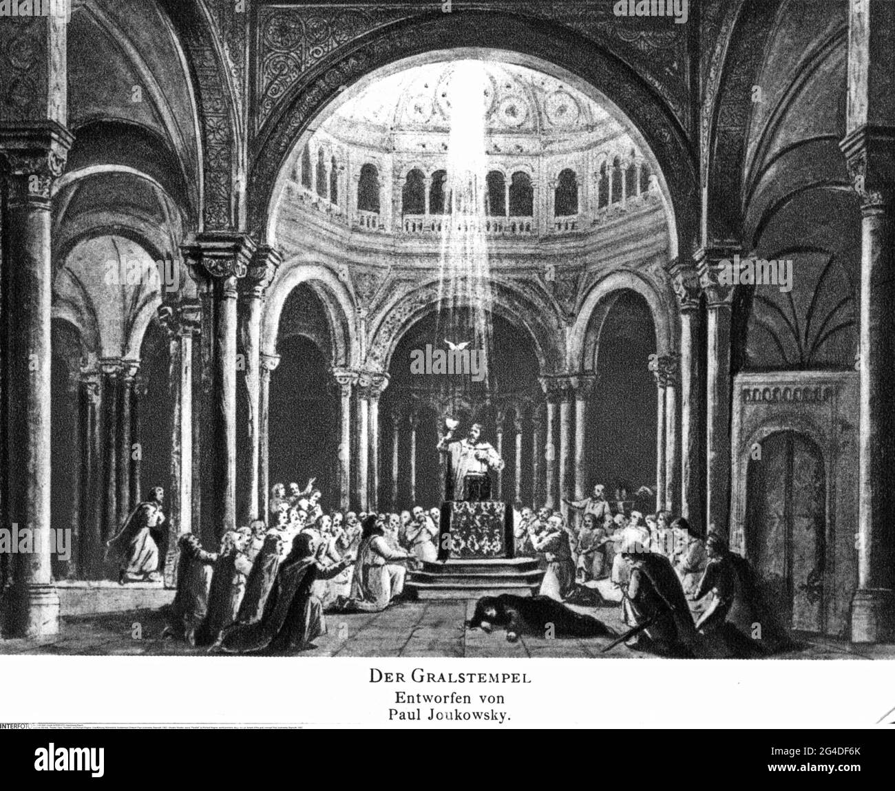 Theater / Theater, Oper, Parsifal, von Richard Wagner, Uraufführung, Bühnenbild, Gral-Tempel, ARTIST's COPYRIGHT MUSS NICHT GELÖSCHT WERDEN Stockfoto