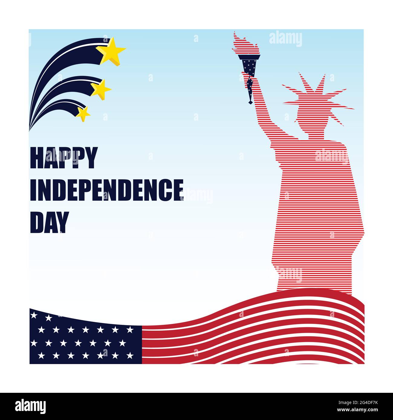 Linienarbeit der Freiheitsstatue macht prominenter zu Plakat des Unabhängigkeitstages Stock Vektor