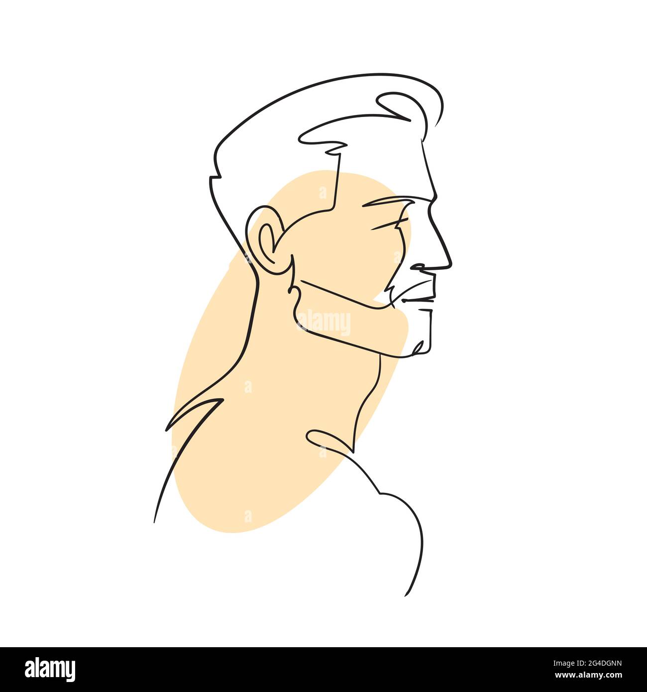 Abstrakter Mann Gesicht, Silhouette im minimalistischen Stil. Die schwarze kontinuierliche Linie und abstrakte farbige Flecken. Modernes Design-Konzept. Stock-Vektor Stock Vektor