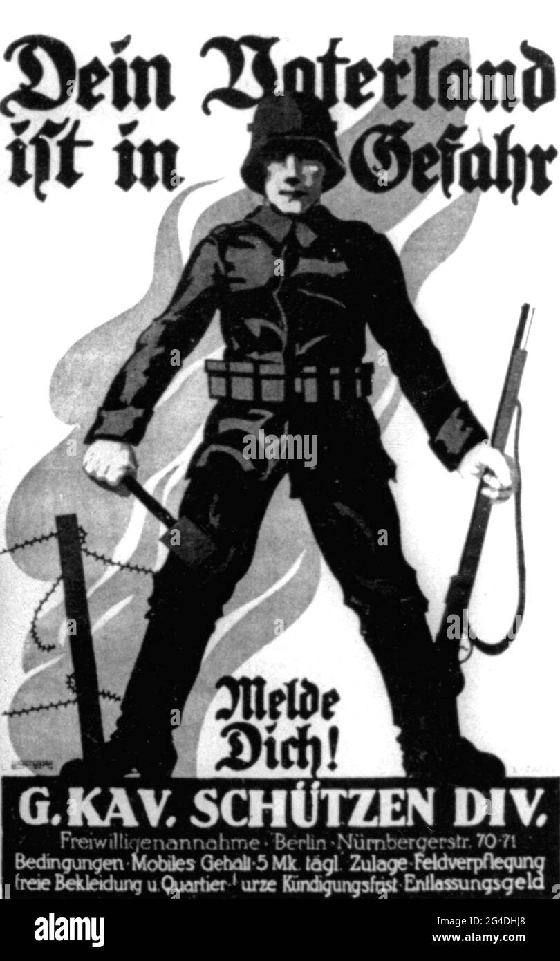 Militär, Deutschland, Armee, Kavallerie, Rekrutierungsplakat für die Guards Cavalry Rifle Division, ARTIST's COPYRIGHT MUSS NICHT FREIGEGEBEN WERDEN Stockfoto