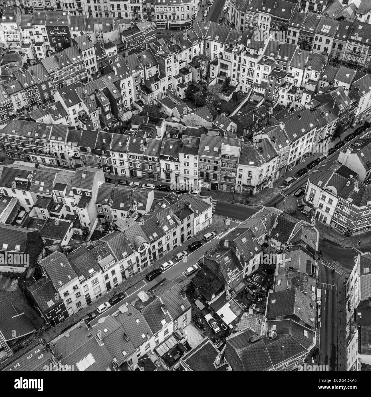 Brüssel, Belgien, 3. Januar 2021: Blick von oben auf die Altstadt von Brüssel Stockfoto