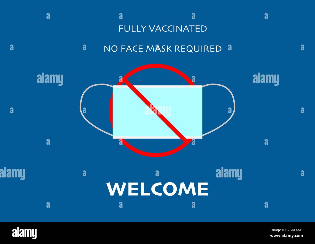 Zeichen, dass keine Gesichtsmaske für geimpfte Menschen Banner erforderlich. Vektorgrafik. Stock Vektor