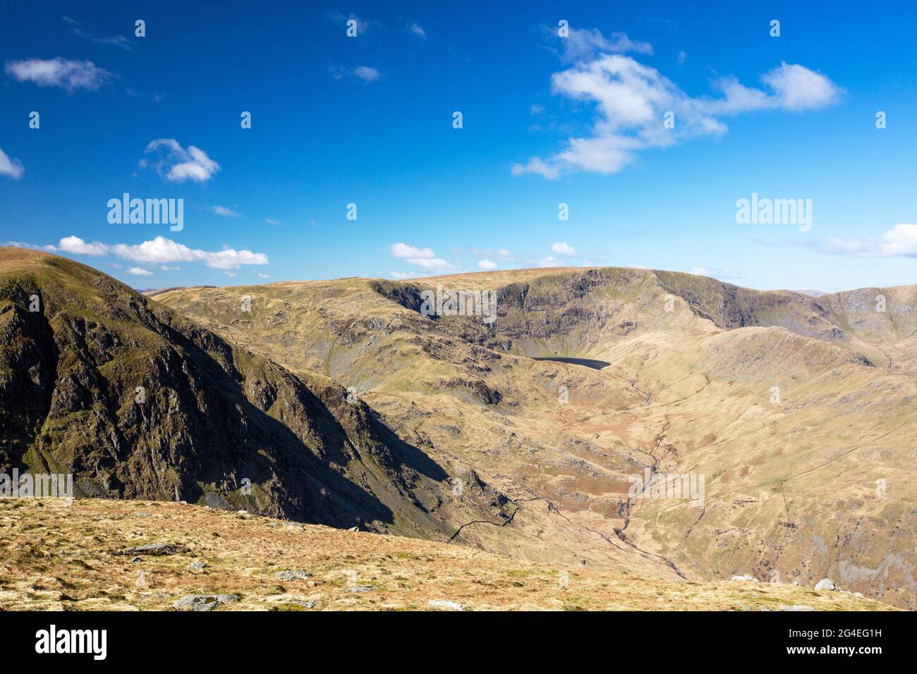 Blick auf Blea Water und die High Street von Branstree im Lake District, Großbritannien. Stockfoto