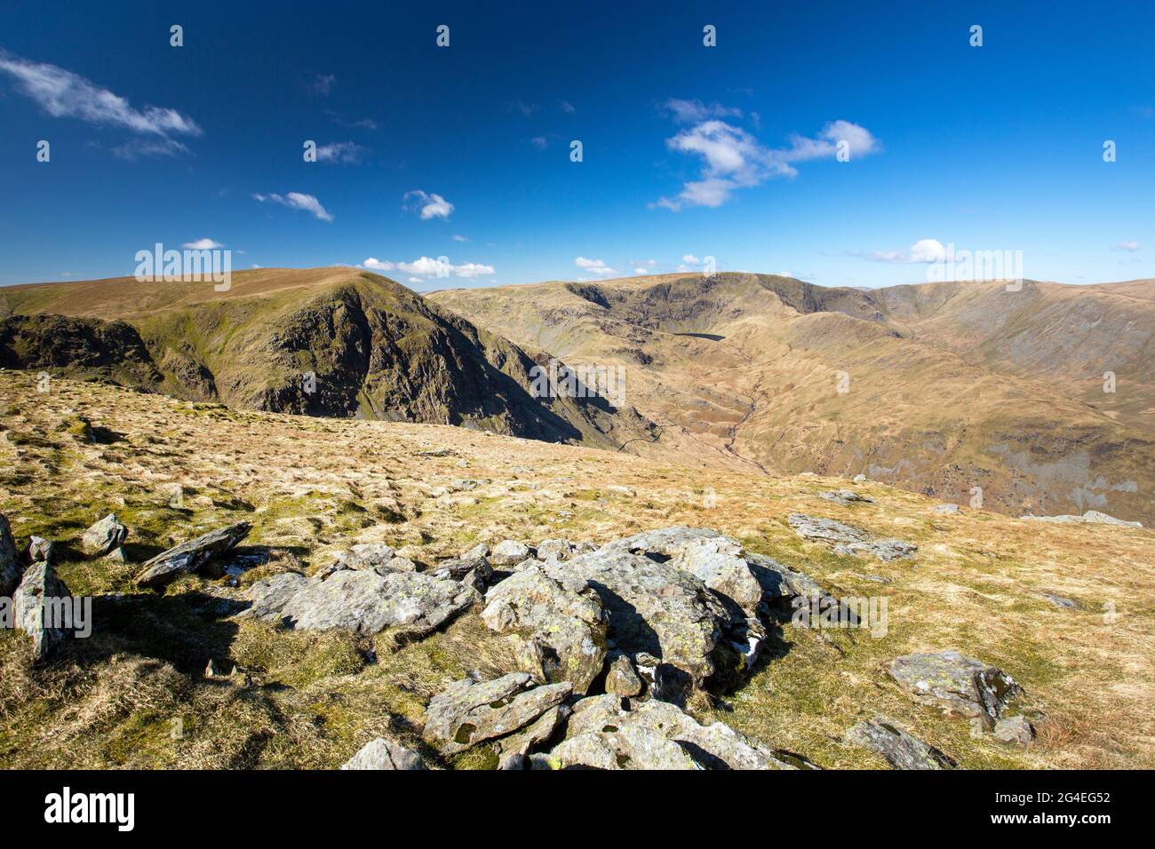 Blick auf Blea Water und die High Street von Branstree im Lake District, Großbritannien. Stockfoto